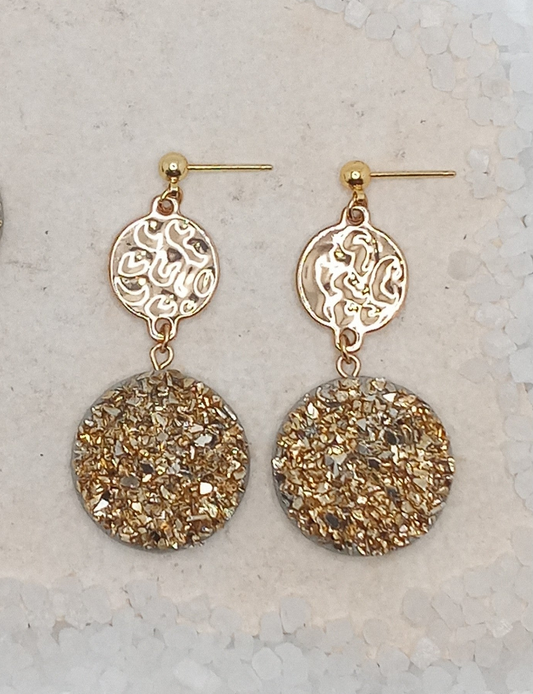 ΔRTISTΔ - Two-Toned Druzy Dot Earrings