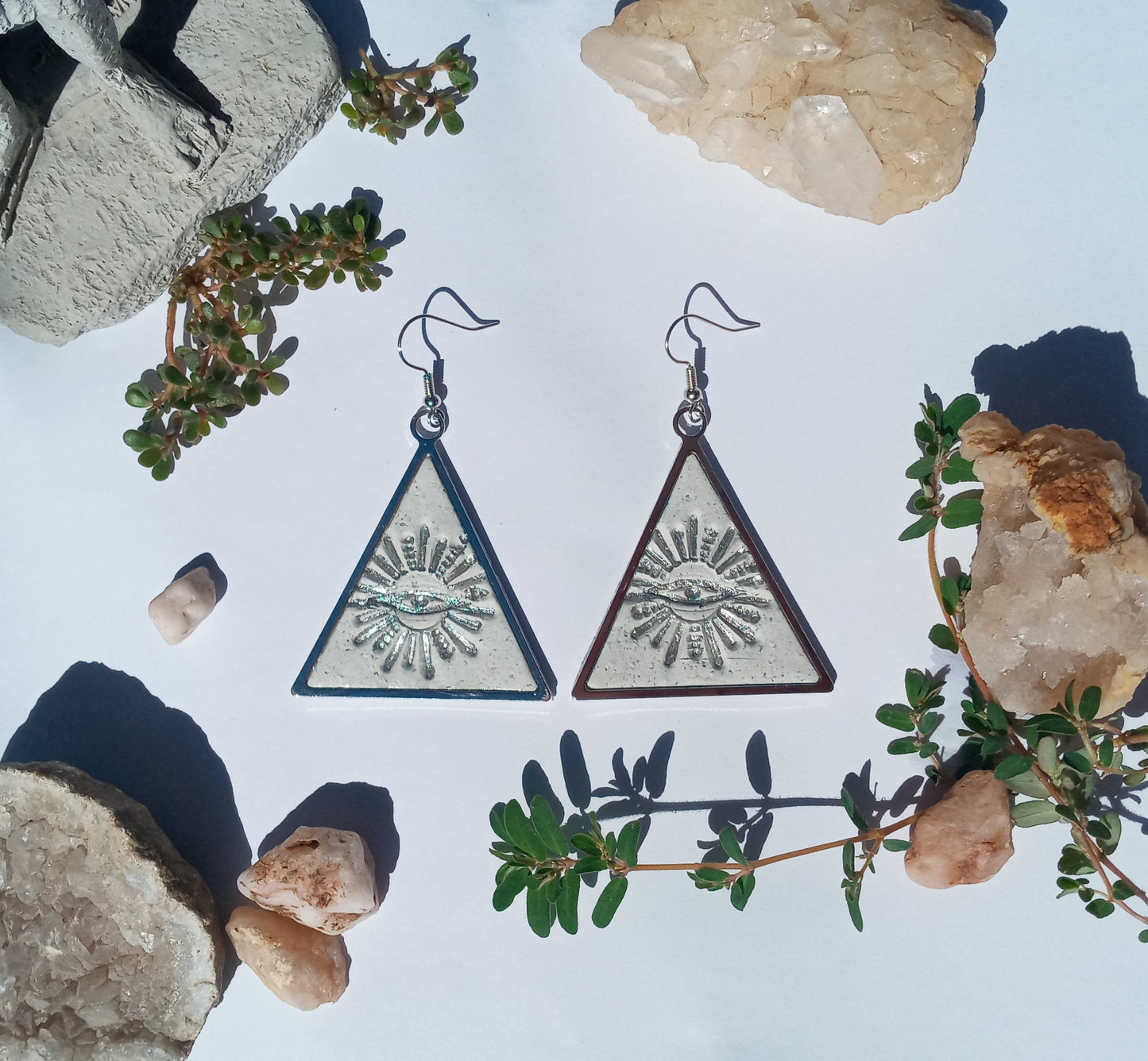 Sacred Symbols Earrings-3rd Eye Silver