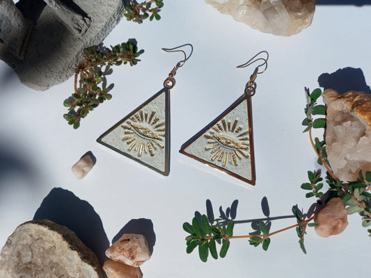 Sacred Symbols Earrings-3rd Eye Gold