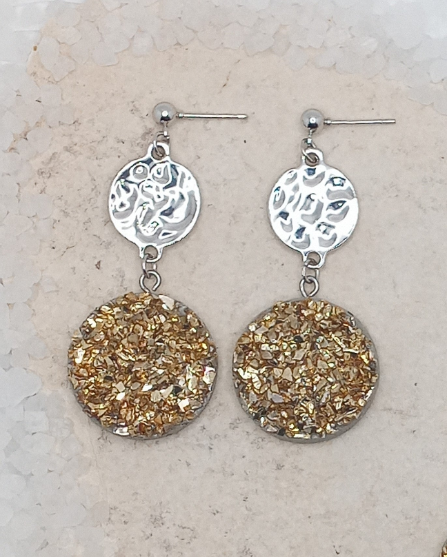 ΔRTISTΔ - Two-Toned Druzy Dot Earrings