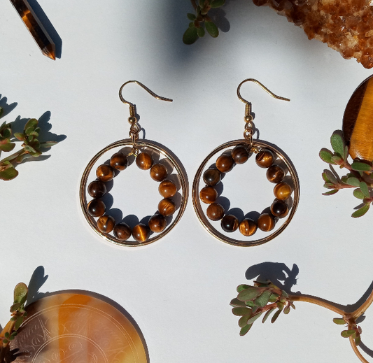 Tiger's Eye Earrings-Sumatran Sun