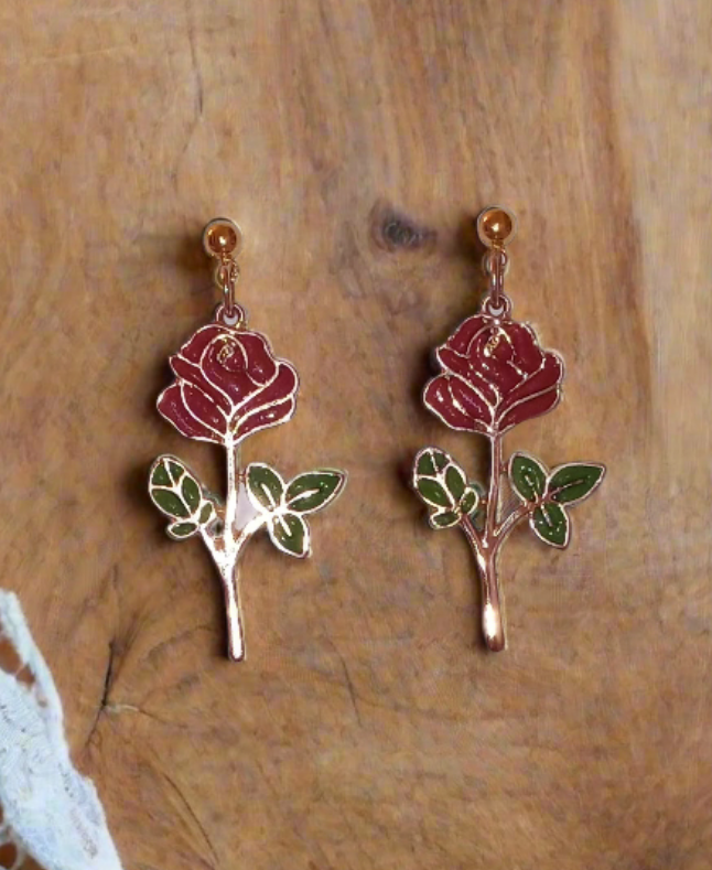ΔRTISTΔ - Stemmed Roses Earrings