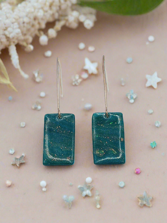 Teal Dreams Earrings-Rectangles