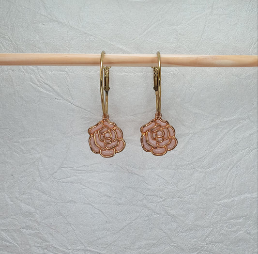 Bloomed Roses Hoop Earrings