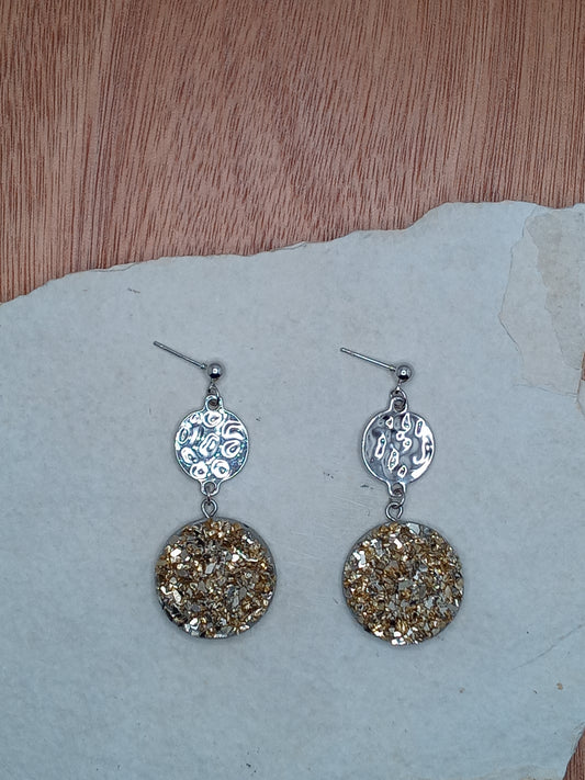 Two-Toned Druzy Dot Earrings